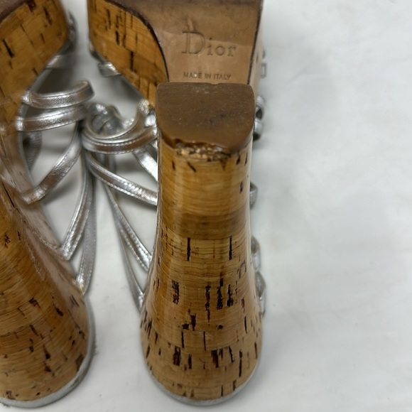 Dior Metallic Silver Wedge Platform Slide Sandals Size 39 - Picture 15 of 15